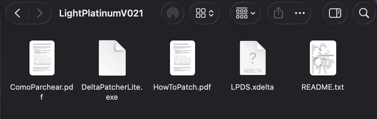 Inside the unzipped folder — LPDS.xdelta is the patch