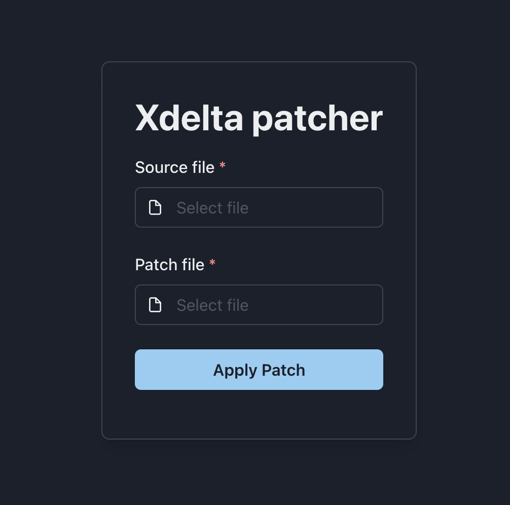 The xdelta-wasm patcher, before you choose anything