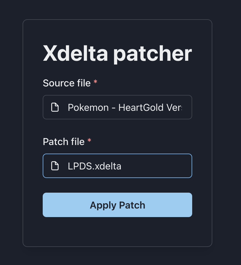 Source file and patch file both set, ready to apply